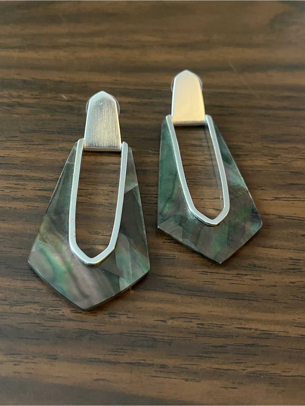 Kendra Scott Silver and Abalone Doorknocker Earrings